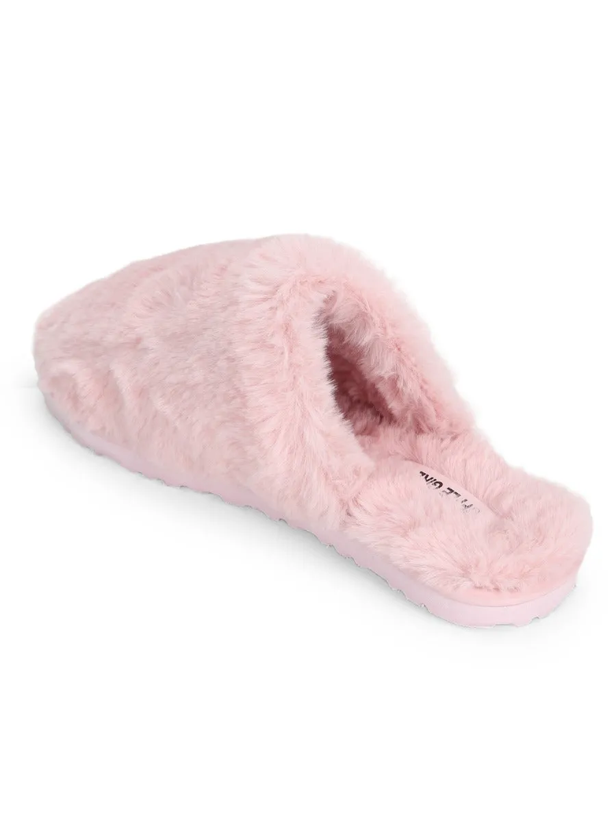 Pink Fuzzy Fur Slippers