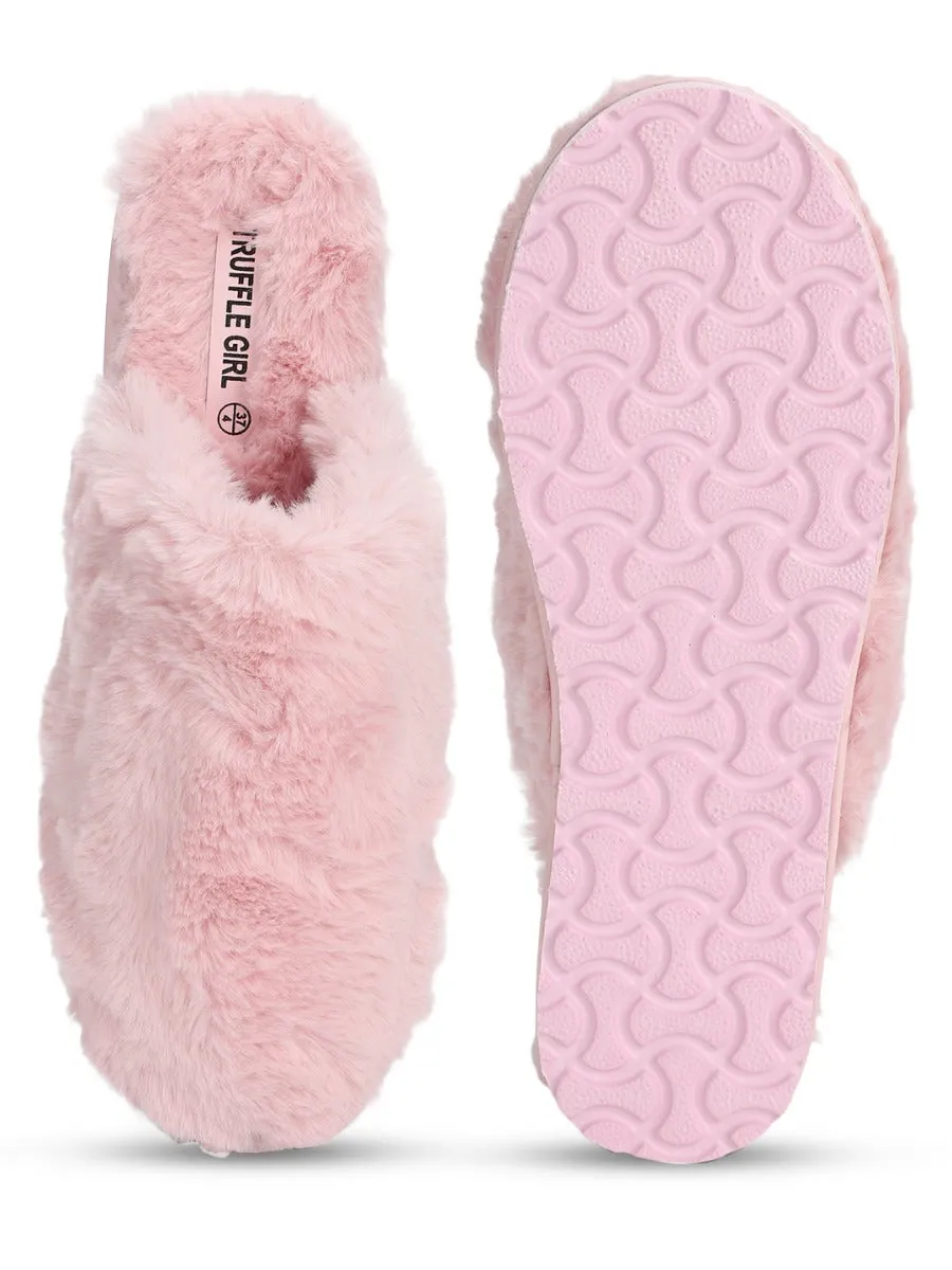 Pink Fuzzy Fur Slippers