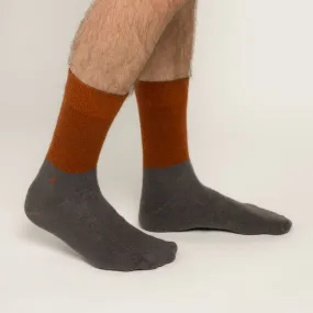 Possum Merino Wool DUNEDIN Double Color Socks, Leather Brown   Poppy Seed Men