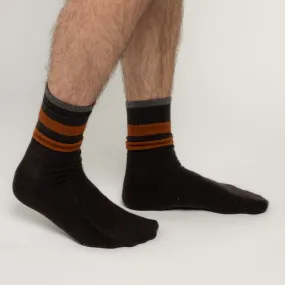 Possum Merino Wool DUNEDIN Three Stripes Socks, Seal Brown Men