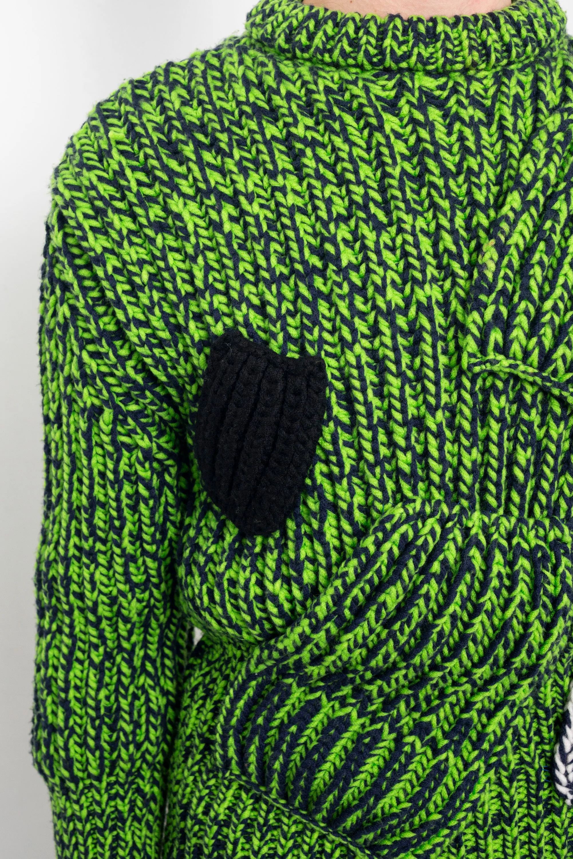 Raf Simons x Sterling Ruby FW 2014 bright green knit sweater