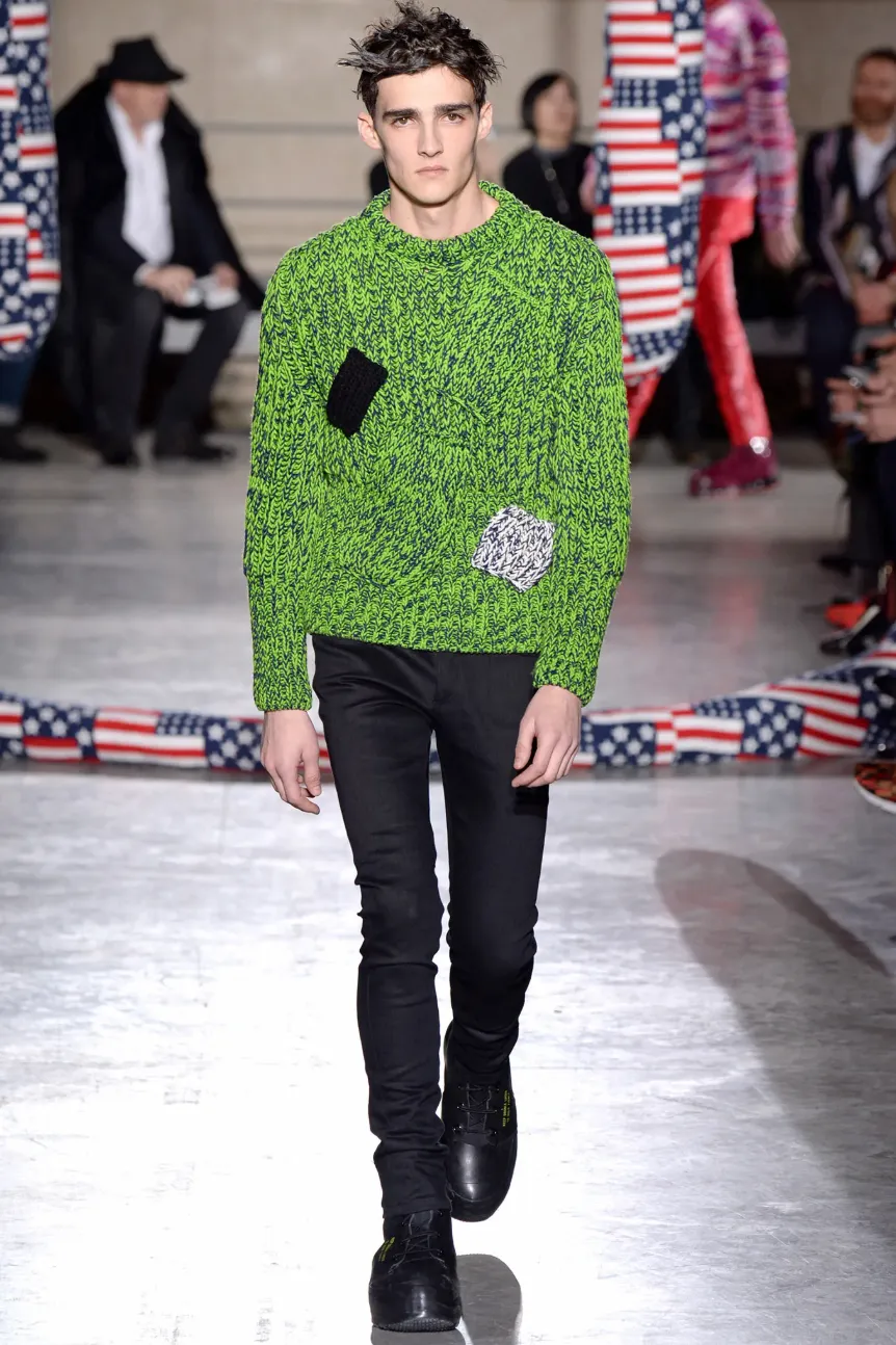 Raf Simons x Sterling Ruby FW 2014 bright green knit sweater