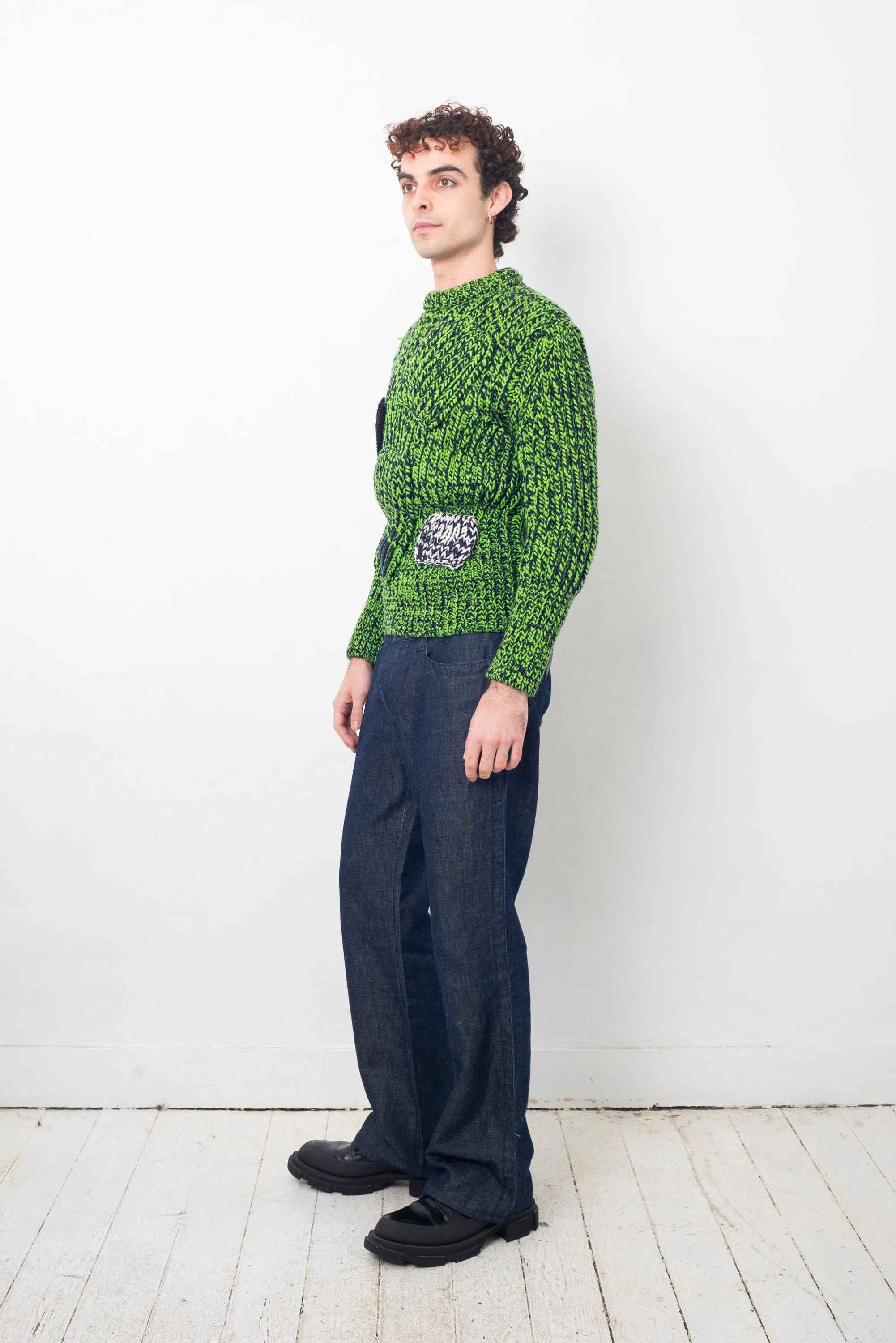 Raf Simons x Sterling Ruby FW 2014 bright green knit sweater