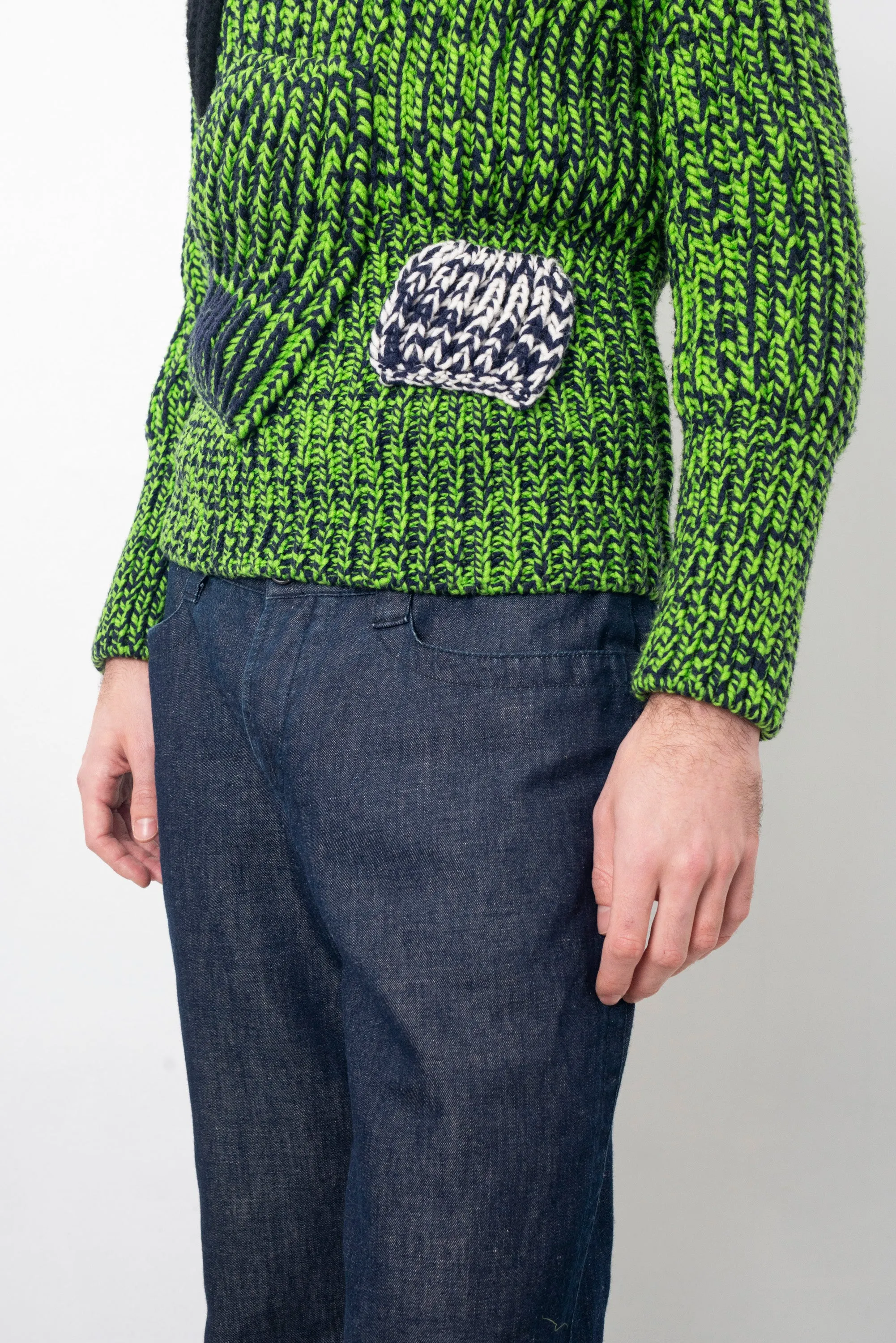 Raf Simons x Sterling Ruby FW 2014 bright green knit sweater