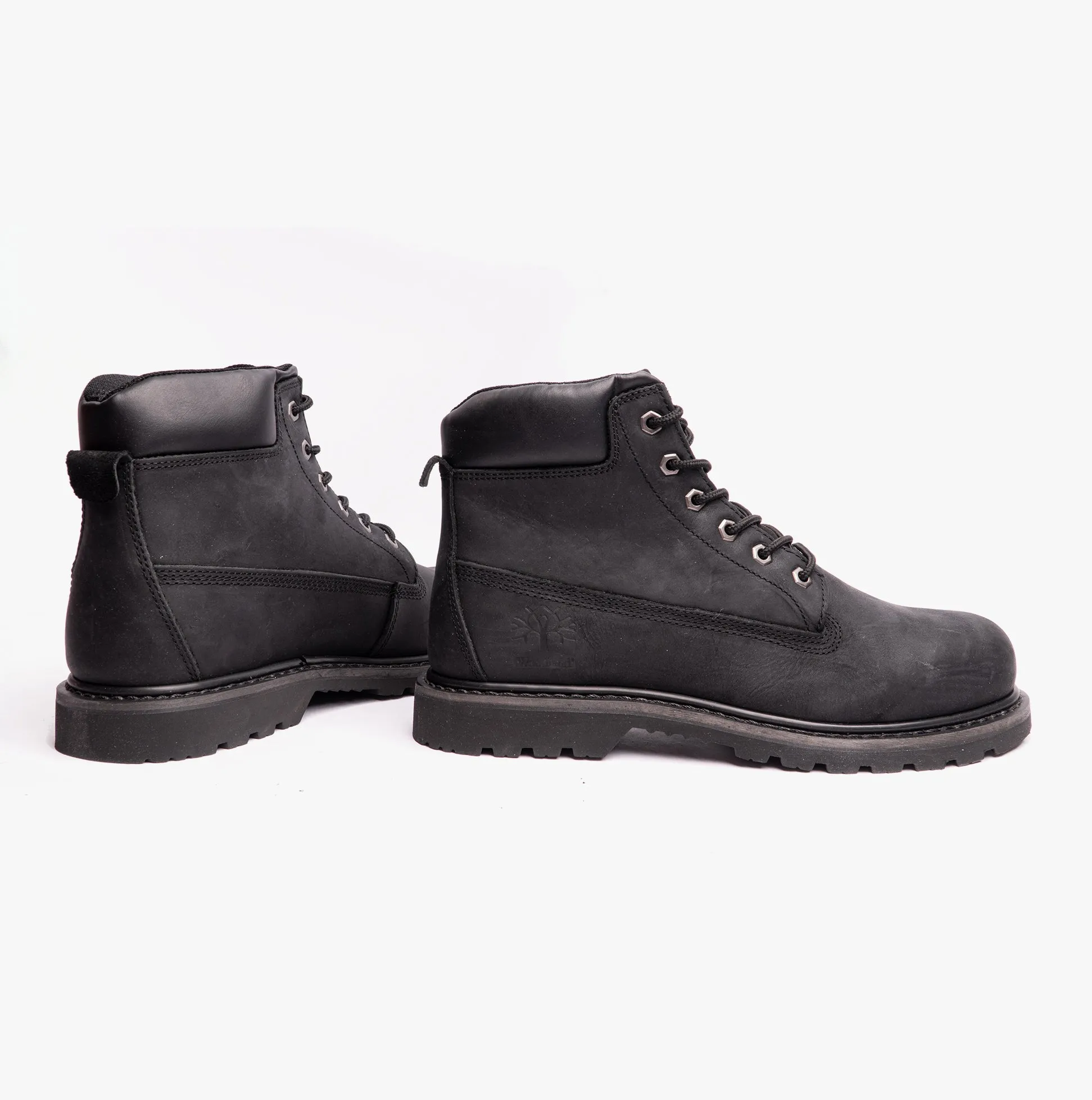 RICK Mens Leather Work Boots Black