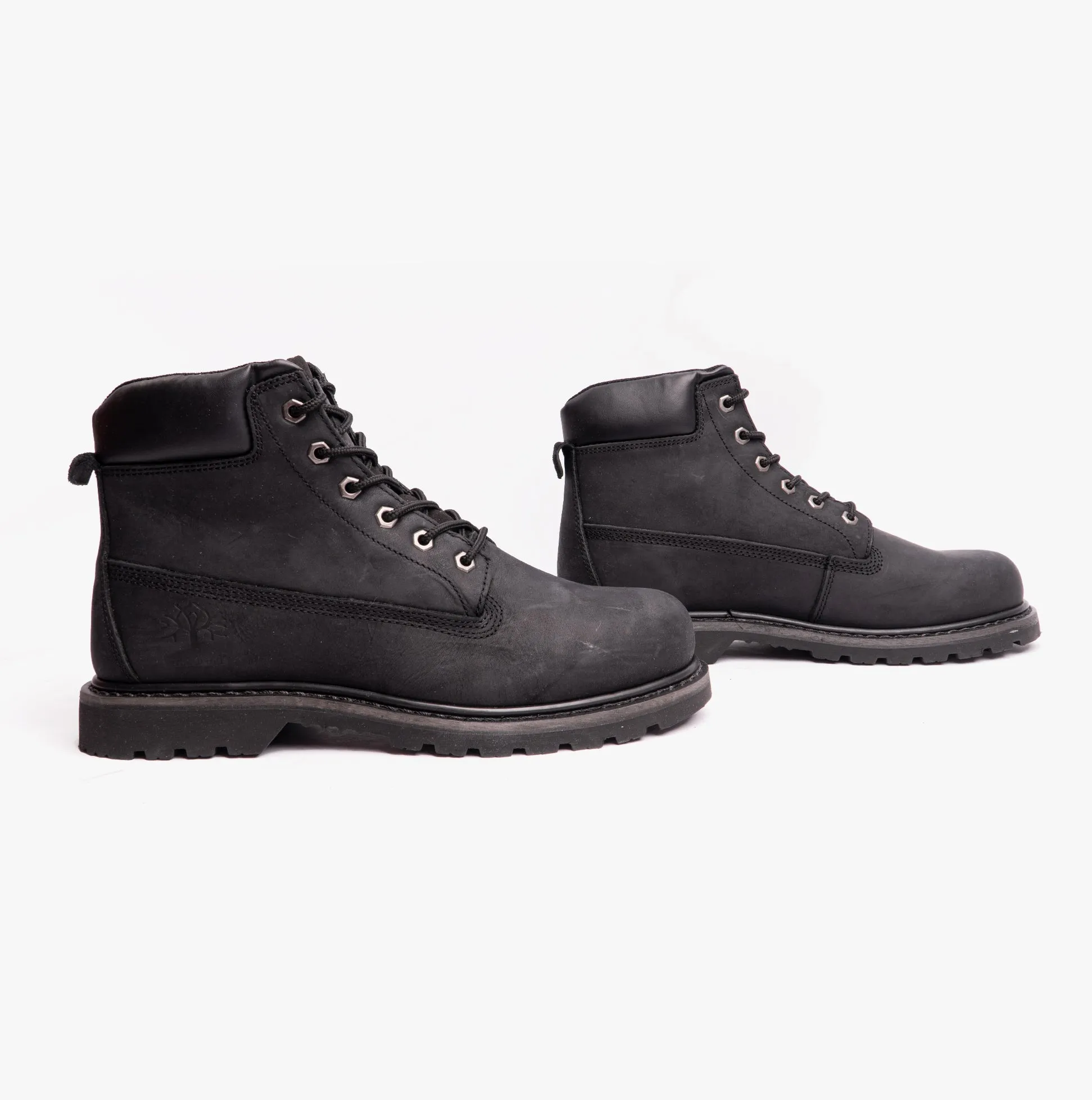 RICK Mens Leather Work Boots Black