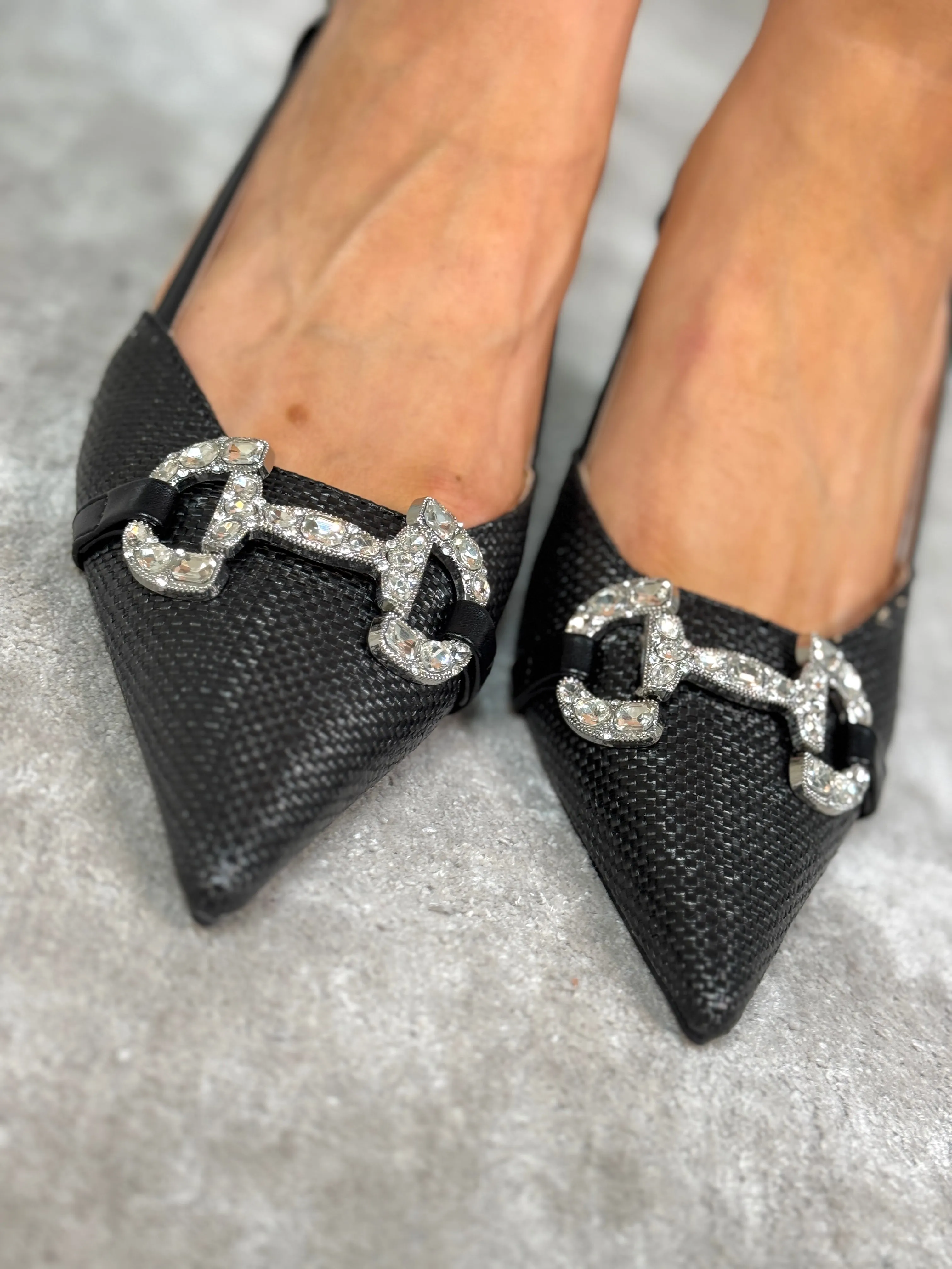 Sadie Embellished Front Slingback In Black