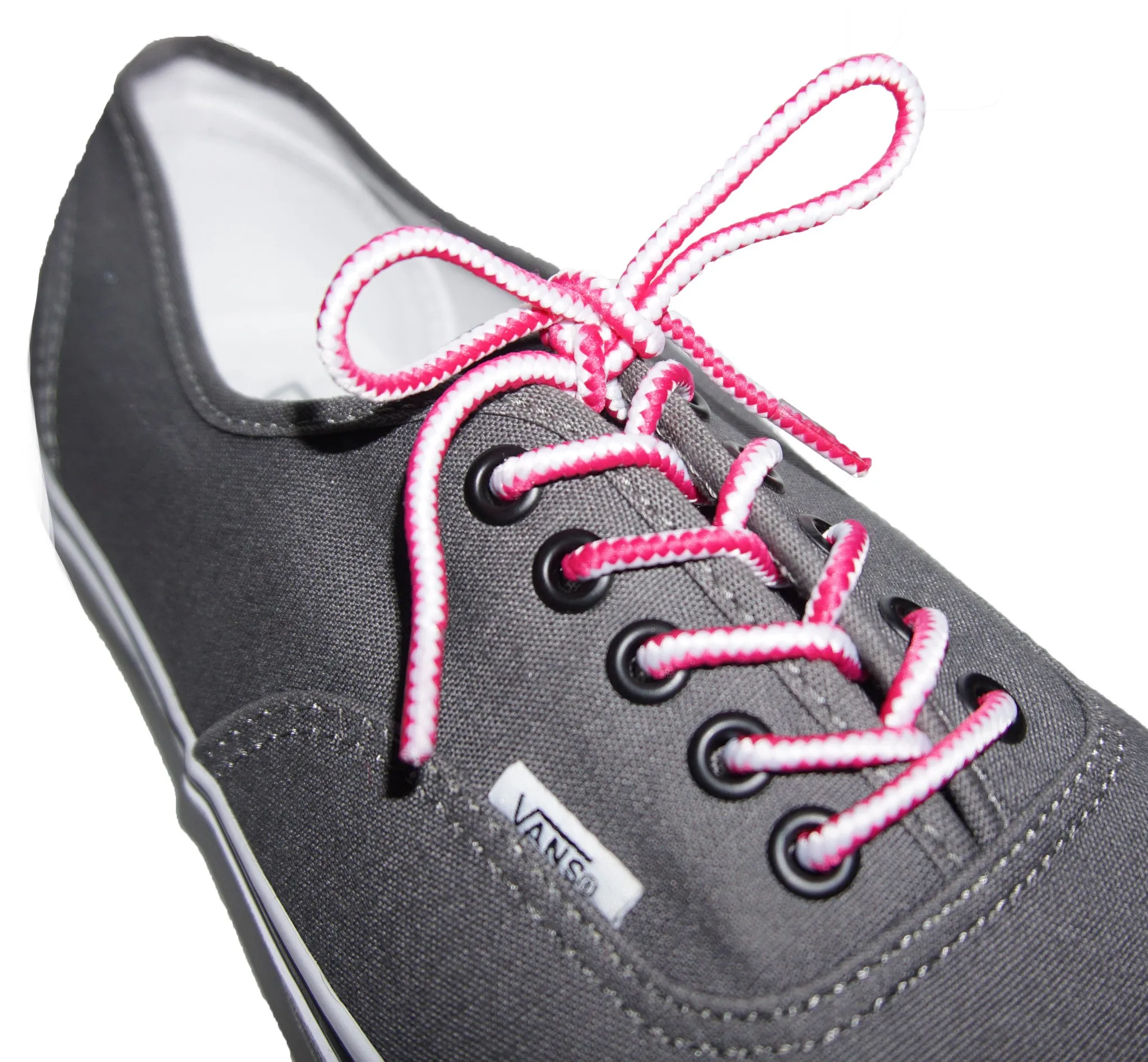 [True White / Fuchsia Pink] 35-36" Round Hiking Shoelaces for Vans