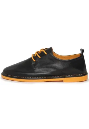 Vibrant Leather Oxford Shoes - Black