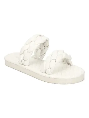 White PU Braided Strap Slides