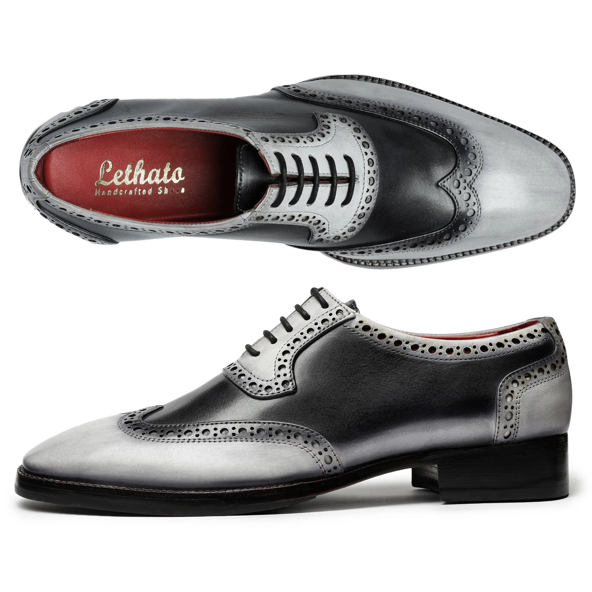 Wingtip Brogue Oxford- Grey & Black