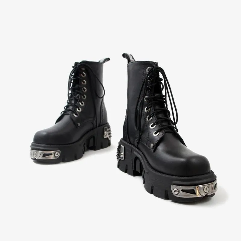 Women's Punk Lace Up Martin Boots Platform Ankle Boots