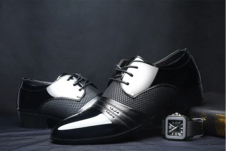 ZXQ Black Brown Men Dress Shoes, Men Business Flat Shoes