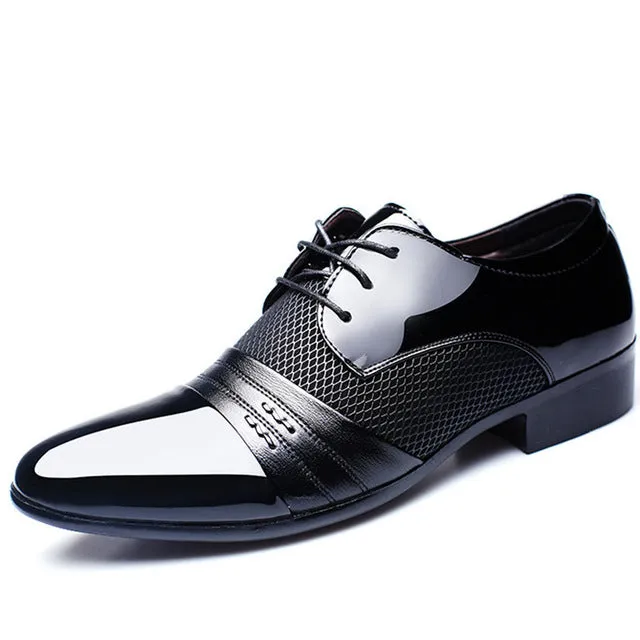 ZXQ Black Brown Men Dress Shoes, Men Business Flat Shoes